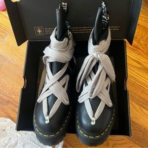 Brand NEW Rick Owens Dr Martens. Never worn Black and Gray Lace Up Boots.